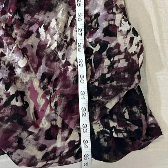 GUESS DRESS  PRINT STRAIGHT V NECK CAP SLEEVES PURPLE TAN AND  BLACK SIZE 12 XL - Picture 9 of 12